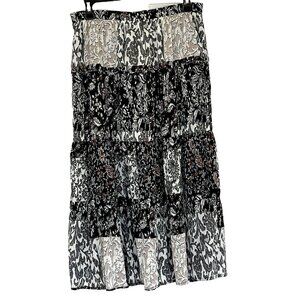 Loft Outlet Maxi Skirt Tiered Lined Y2K Forest Fairy Grunge Whimsigoth sz6 Black